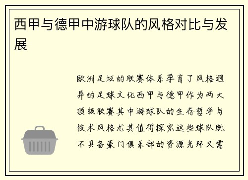 西甲与德甲中游球队的风格对比与发展